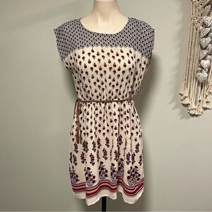Forever 21 Indie Sleeze Red Roses Mini Dress Faux Suede Tassel Belt Size Large